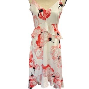 HALSTON Floral Sleeveless Dress - Pink and White